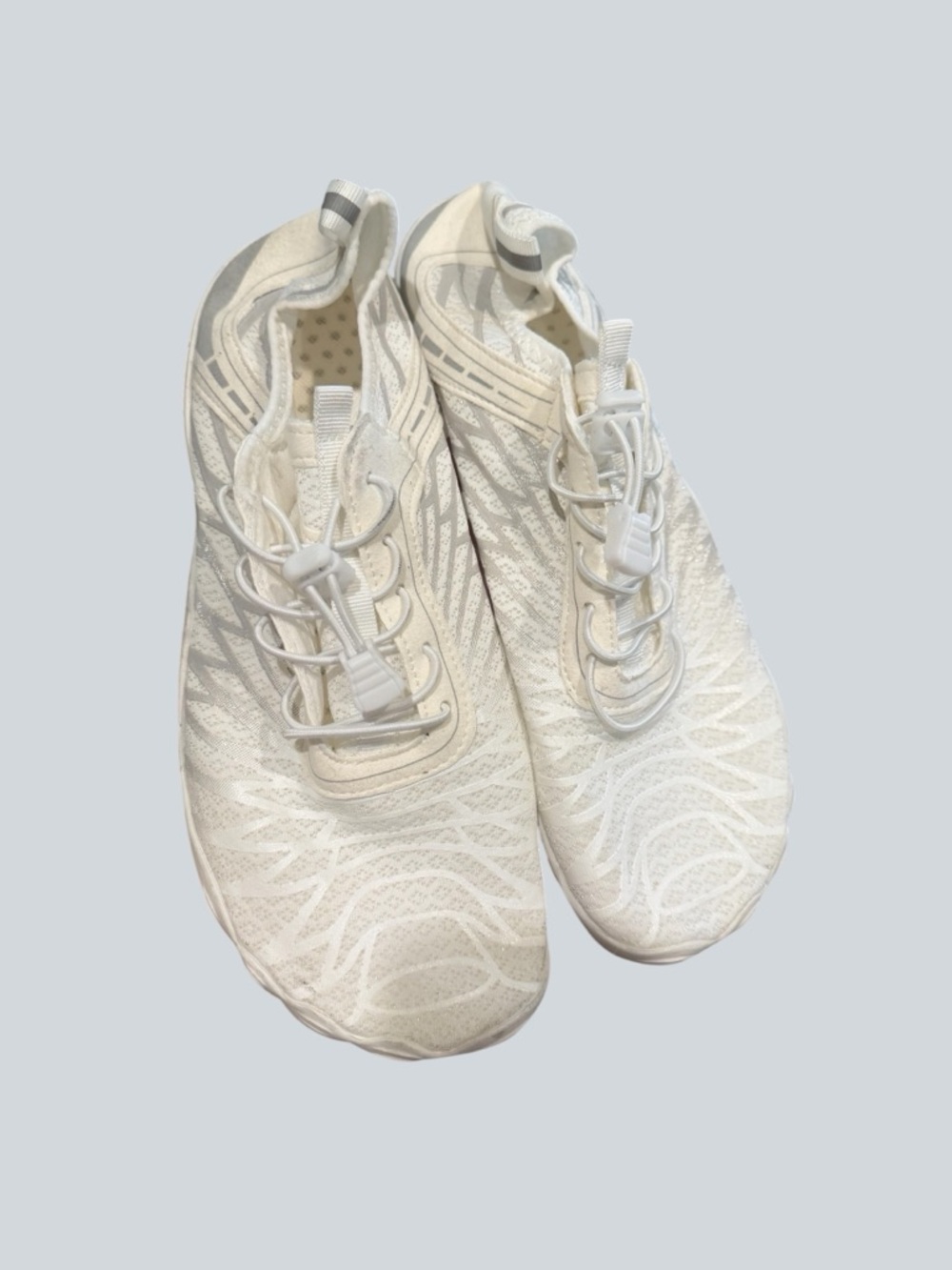 Women’s White Slip-On Athletic Sneakers with Toggle Lacing